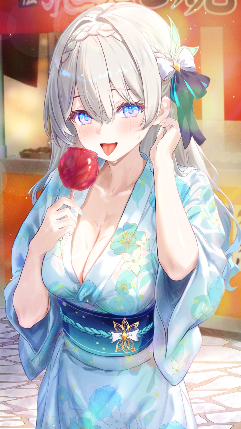 cleavage firefly honkai:_star_rail open_shirt wet yukata zea_(zeamilky)