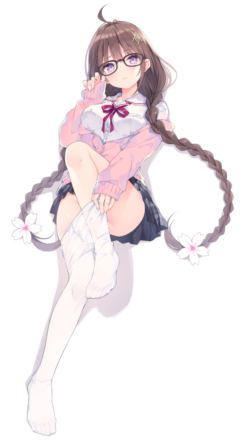 megane miyamoto_sakura miyamoto_sakura_ga_kawaii_dake_no_shousetsu. pantyhose rurudo seifuku skirt_lift sweater undressing