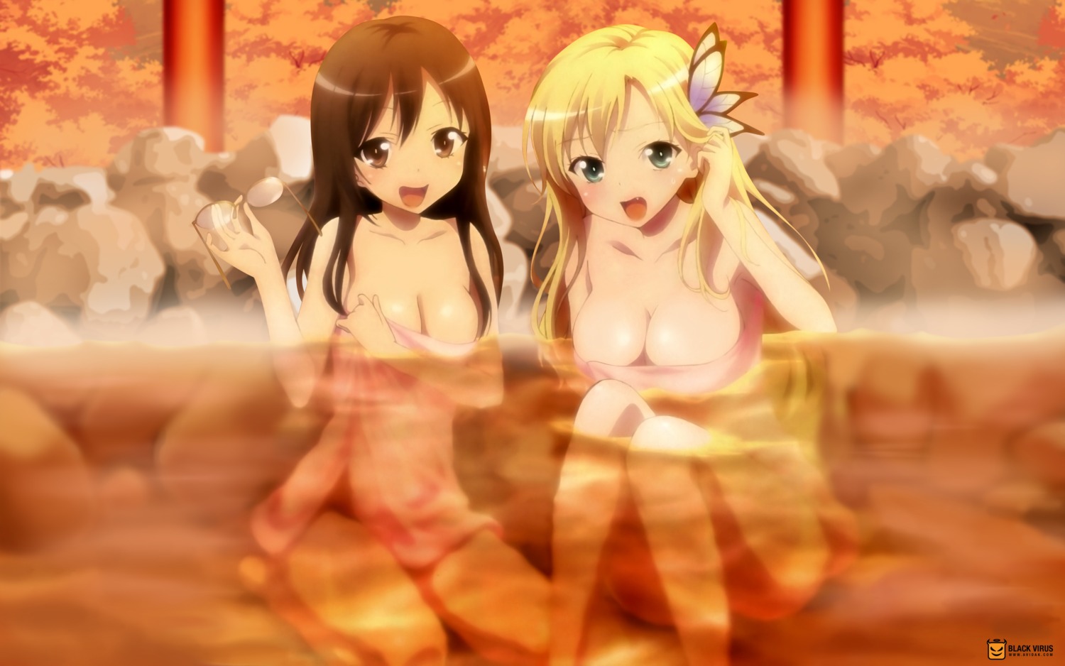 boku_wa_tomodachi_ga_sukunai cleavage kashiwazaki_sena morimae_kazuya naked onsen photoshop shiguma_rika towel watermark