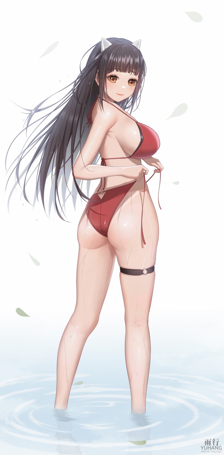 animal_ears ass bikini garter panty_pull swimsuits undressing wet yuxing_yuhang