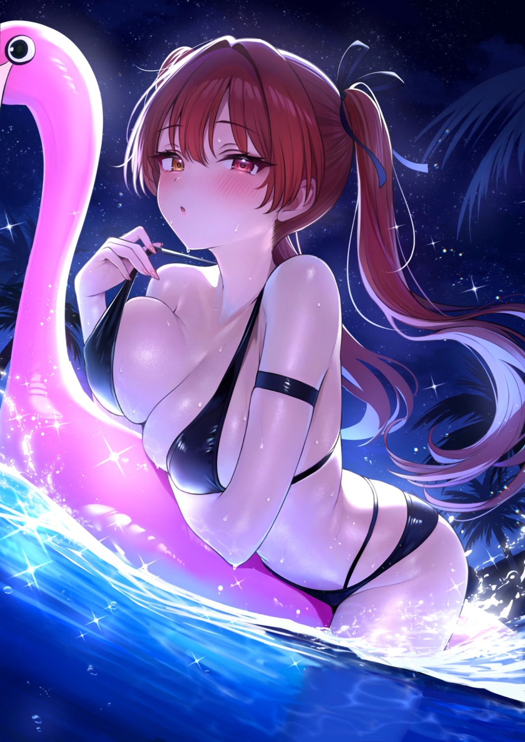 bikini heterochromia holika_baby hololive houshou_marine swimsuits undressing wet