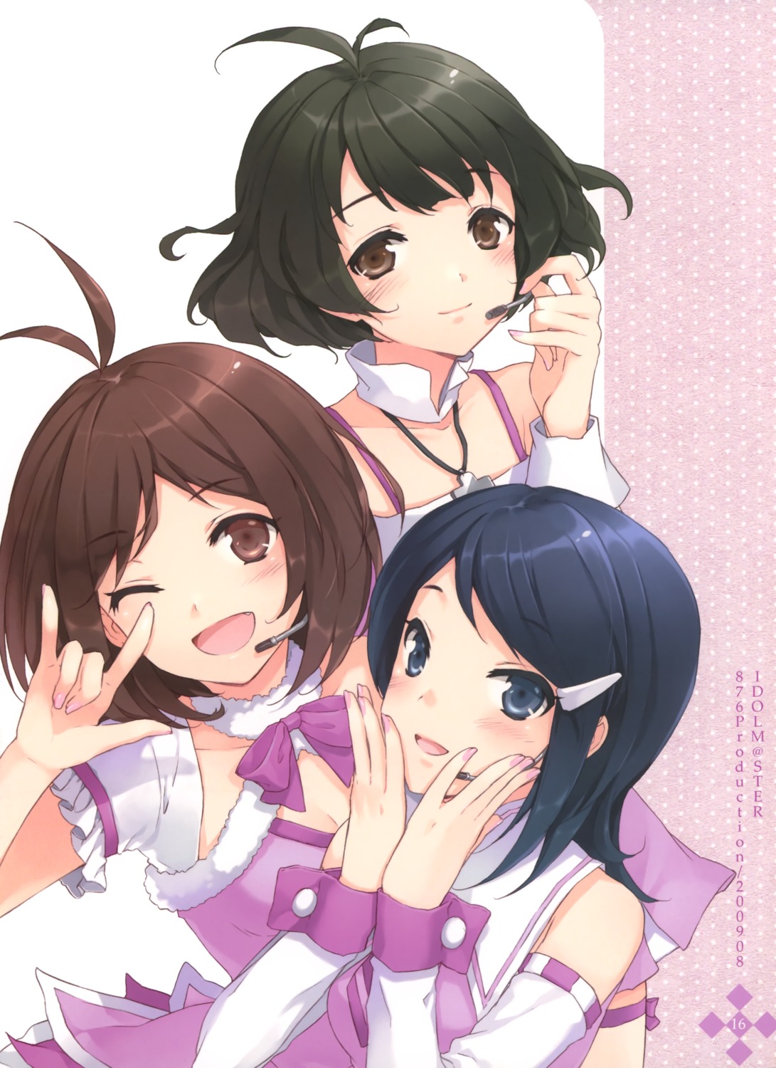 akizuki_ryou_(idolm@ster) cuteg hidaka_ai mizutani_eri strawberry_pink the_idolm@ster the_idolm@ster_dearly_stars