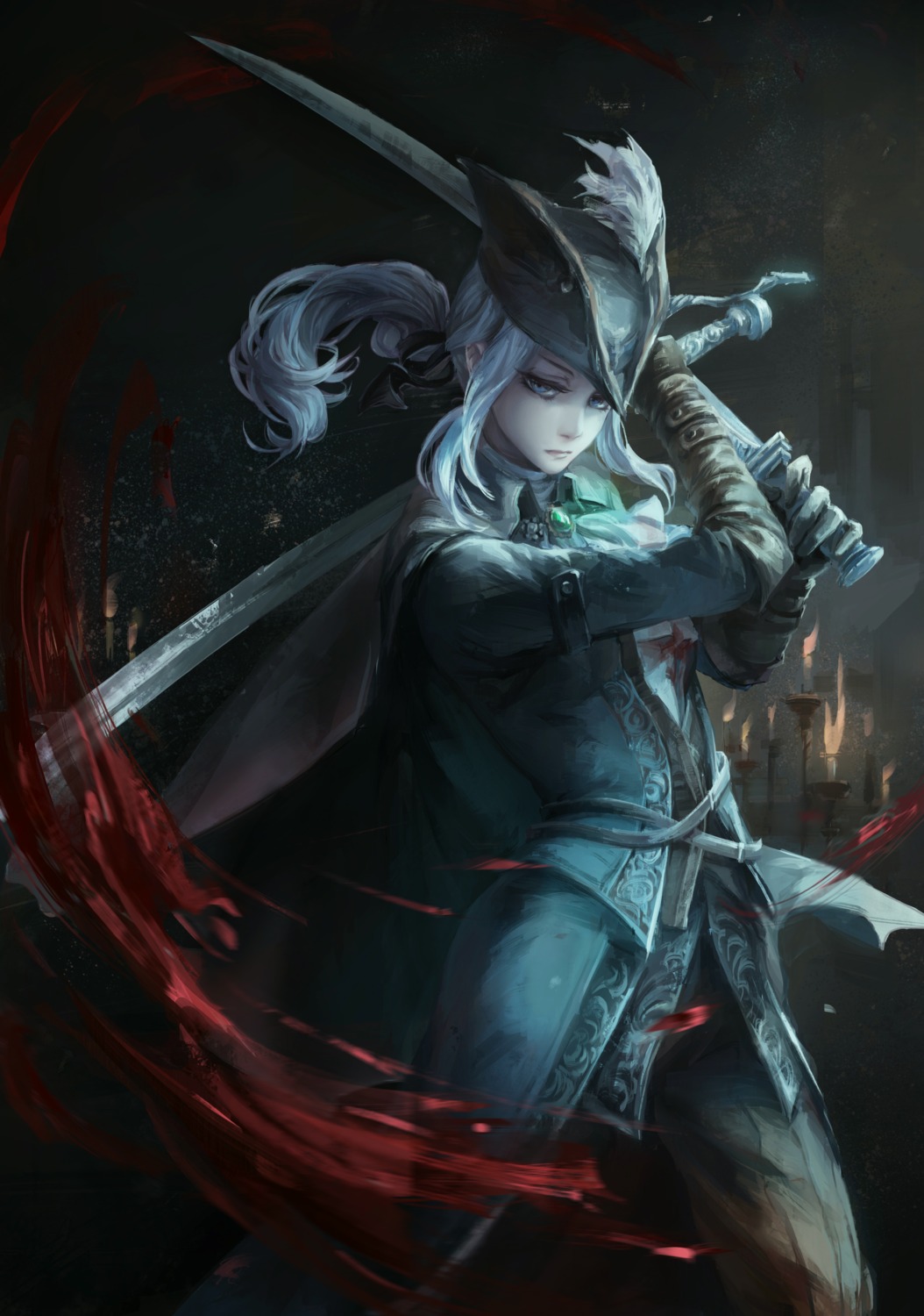 blood bloodborne jlien- lady_maria_of_the_astral_clocktower sword