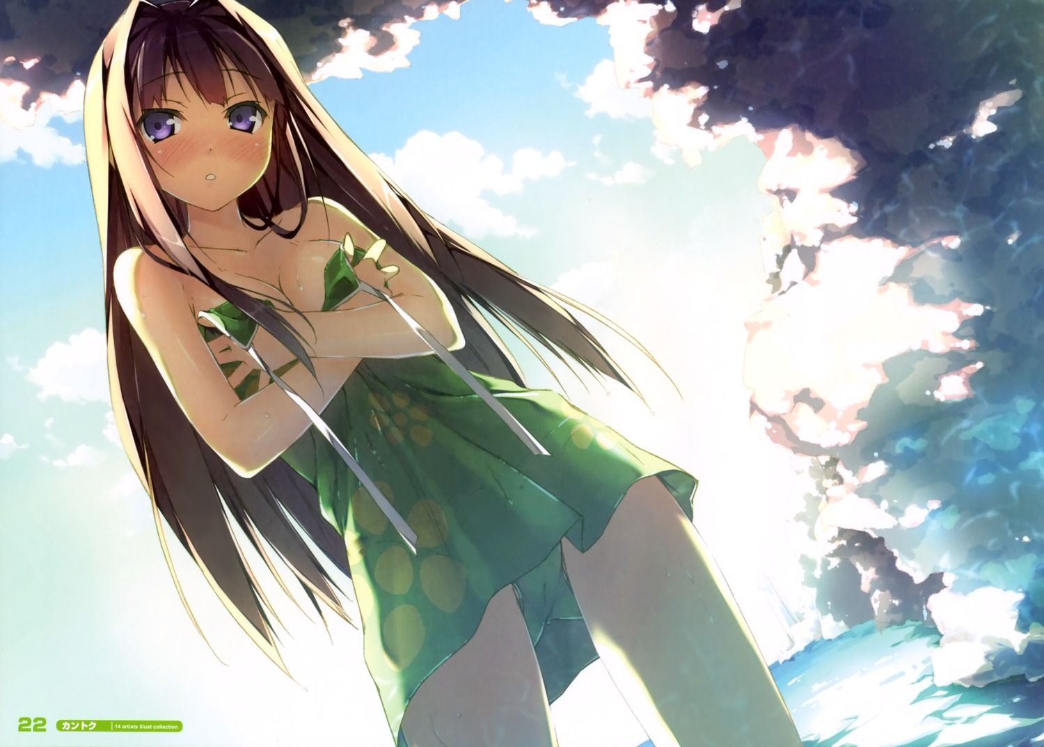 ayase_sayuki breast_hold cameltoe cube kantoku skirt_lift swimsuits wet your_diary