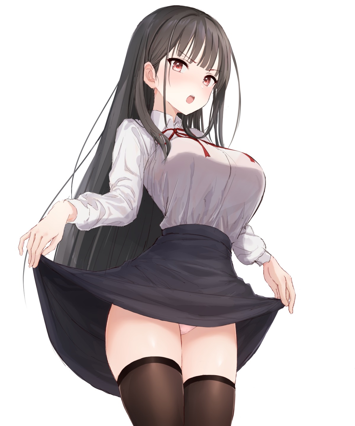 monono_hazumi pantsu skirt_lift thighhighs