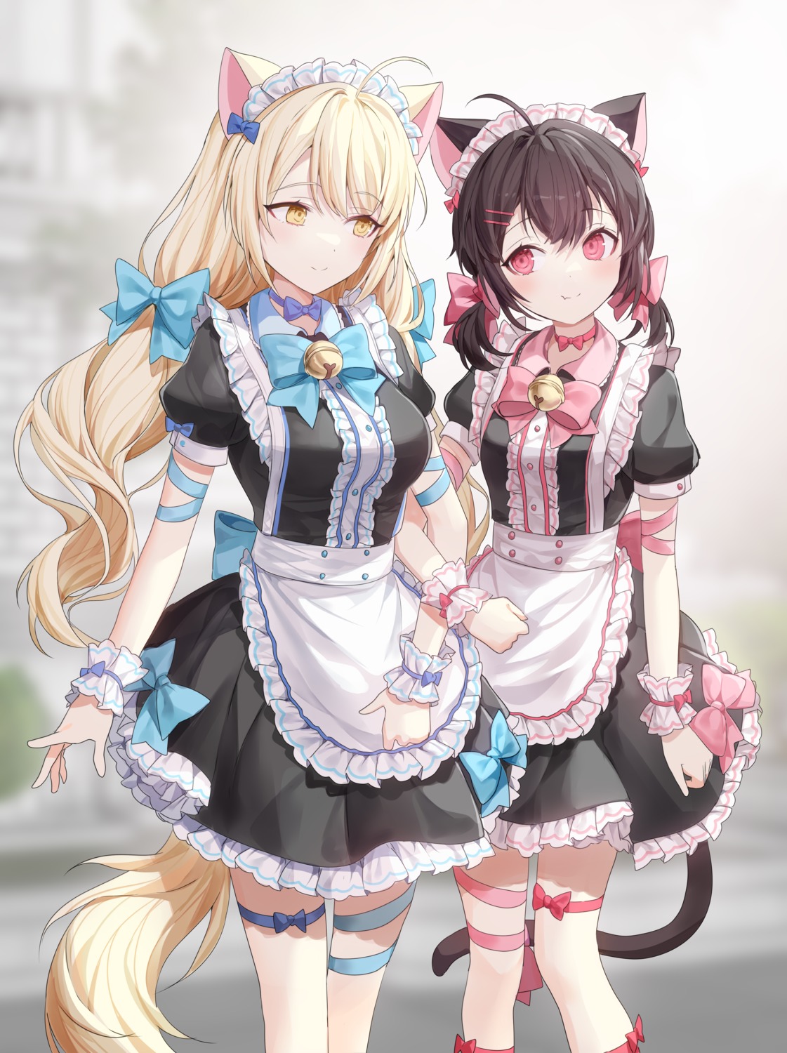 animal_ears cream_(kkyuang) garter maid mary_(kkyuang) nekomimi ronopu tail waitress yuri