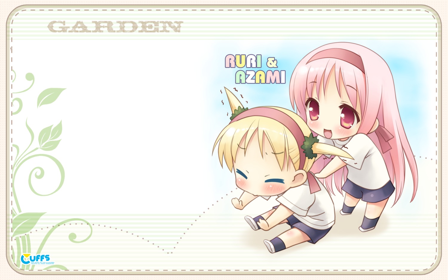 chibi cuffs garden himemiya_ruri kanekiyo_miwa lolita_fashion suzumura_azami wallpaper