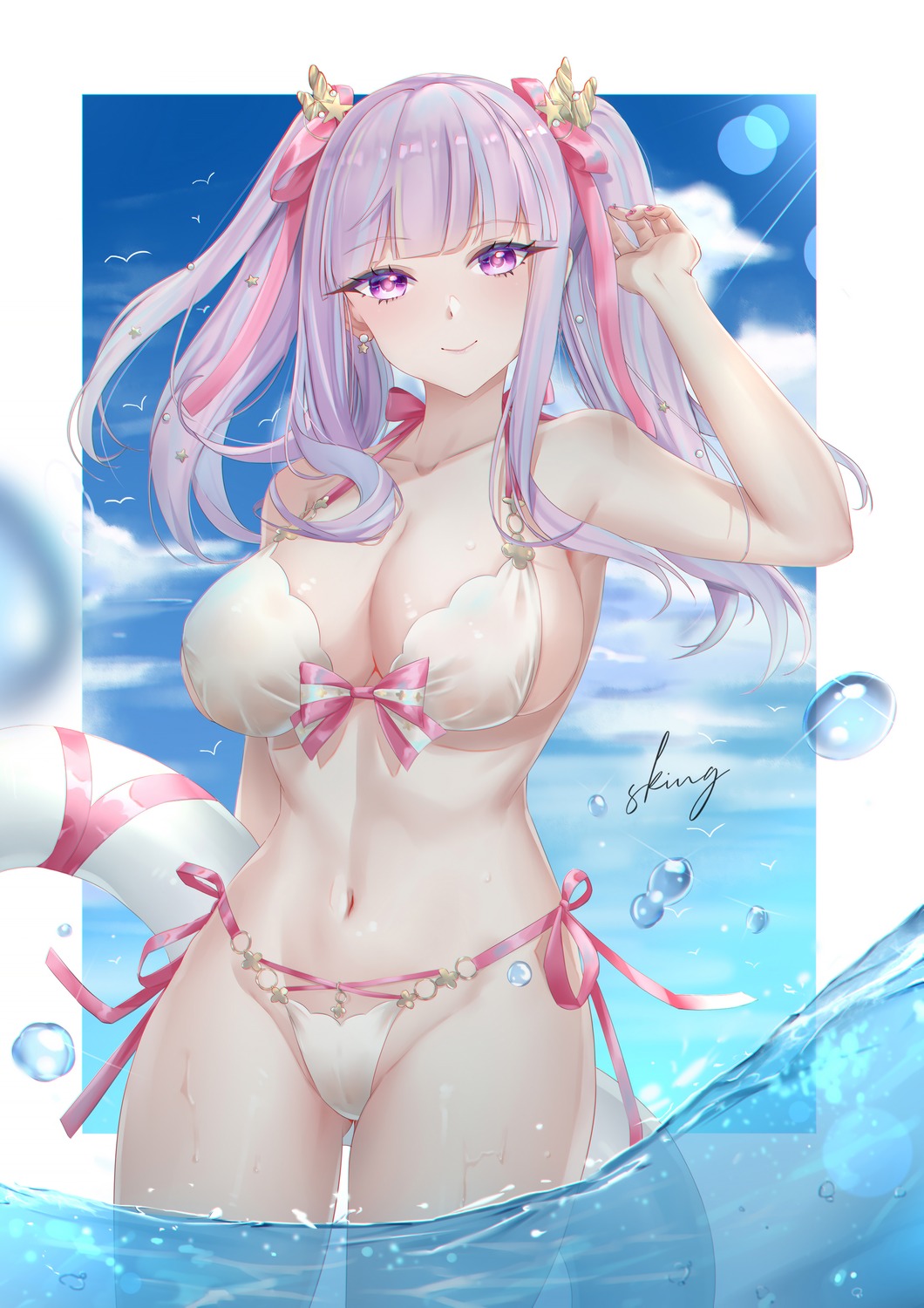 azur_lane bikini cameltoe plymouth_(azur_lane) see_through sking swimsuits thong wet