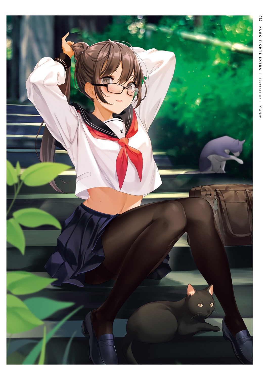 ikomochi megane neko pantyhose seifuku skirt_lift