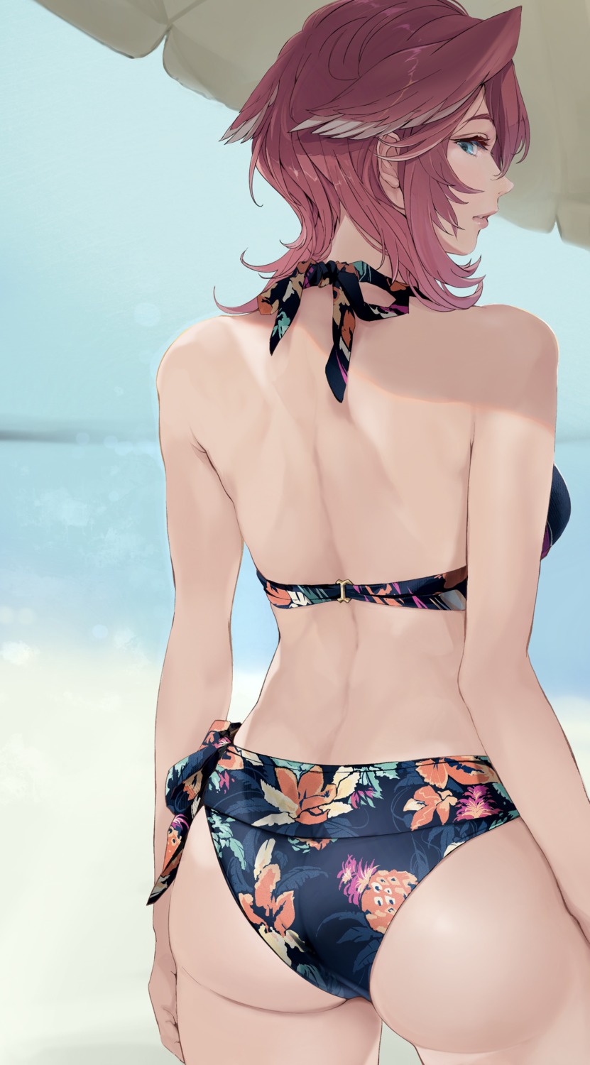 ass bikini hololive swimsuits takane_lui torn_flipper wings