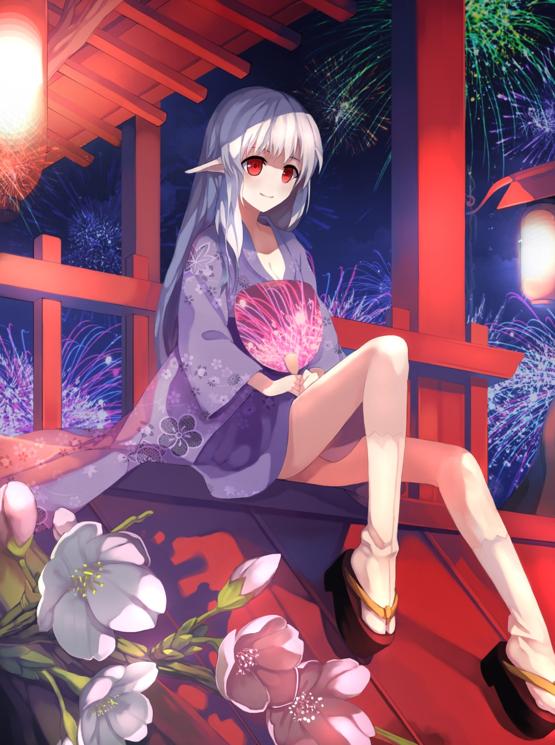 cleavage dotr pointy_ears yukata