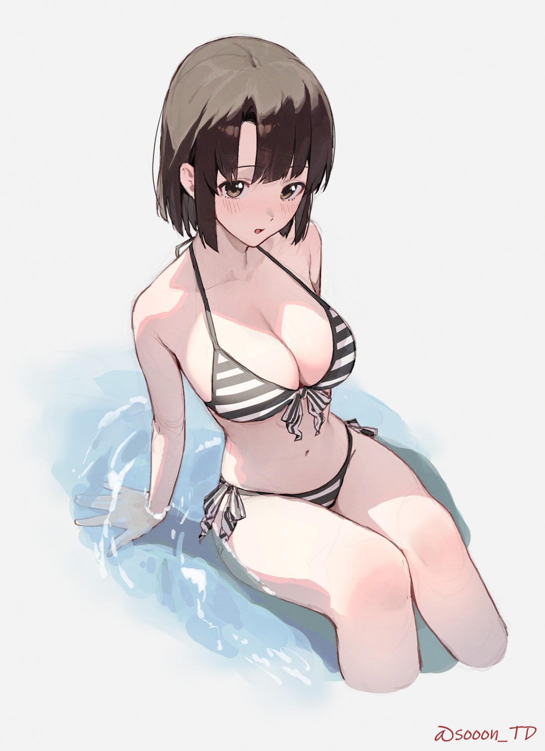 bikini katou_megumi saenai_heroine_no_sodatekata sketch sooon swimsuits wet