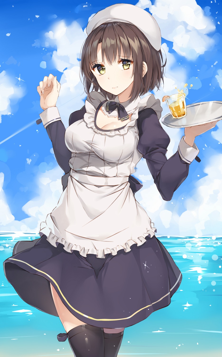 cleavage katou_megumi maid rikoma saenai_heroine_no_sodatekata saenai_heroine_no_sodatekata_flat thighhighs waitress