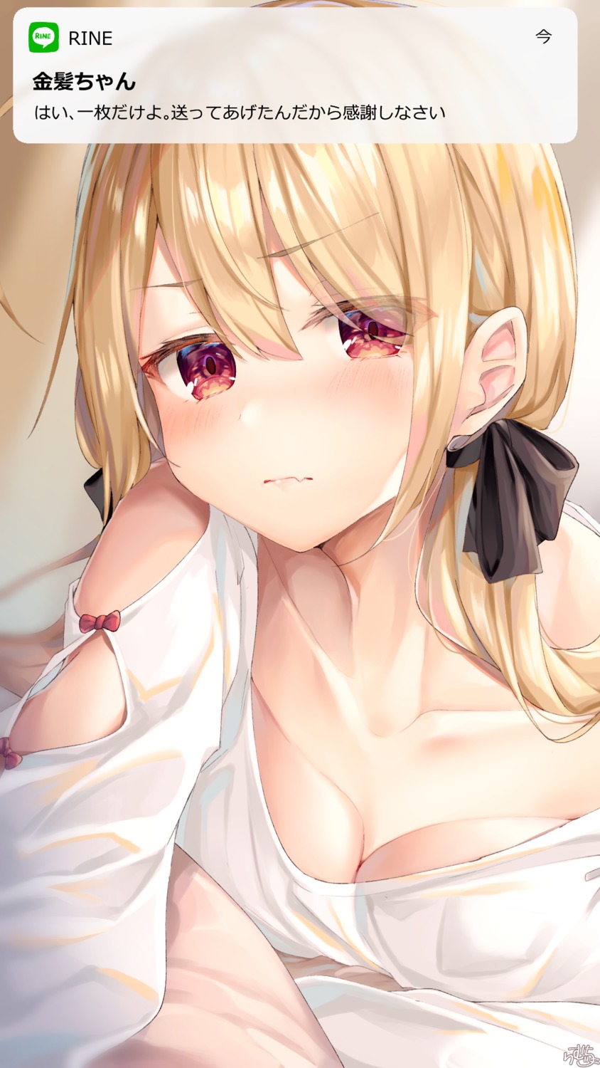 cleavage kinpatsu-chan_(ramchi) no_bra ramchi