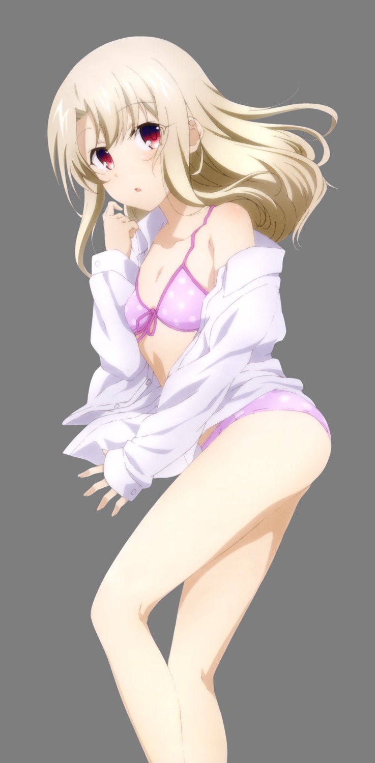 bra cleavage fate/kaleid_liner_prisma_illya fate/stay_night furuya_rie illyasviel_von_einzbern open_shirt pantsu transparent_png