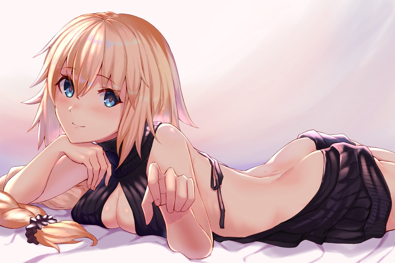 ass cleavage fate/grand_order jeanne_d'arc jeanne_d'arc_(fate) kuen_(kuennn12) no_bra nopan sweater