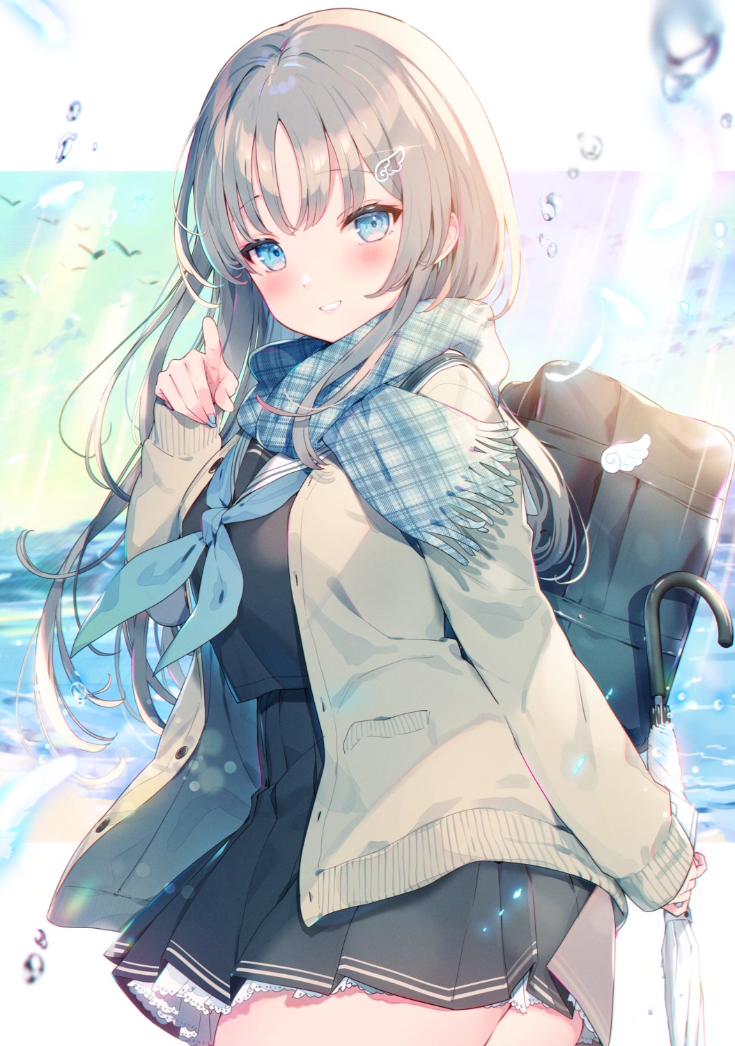 kat_(bu-kunn) seifuku sweater umbrella