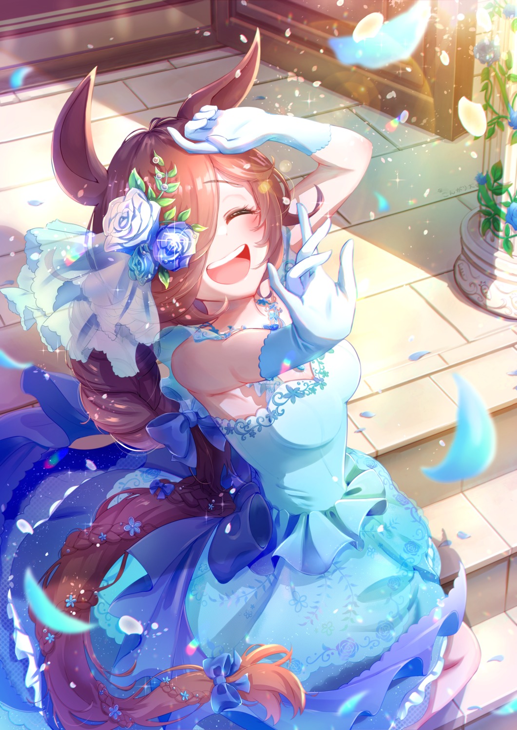 animal_ears dress kongariinu rice_shower_(umamusume) tail uma_musume_pretty_derby