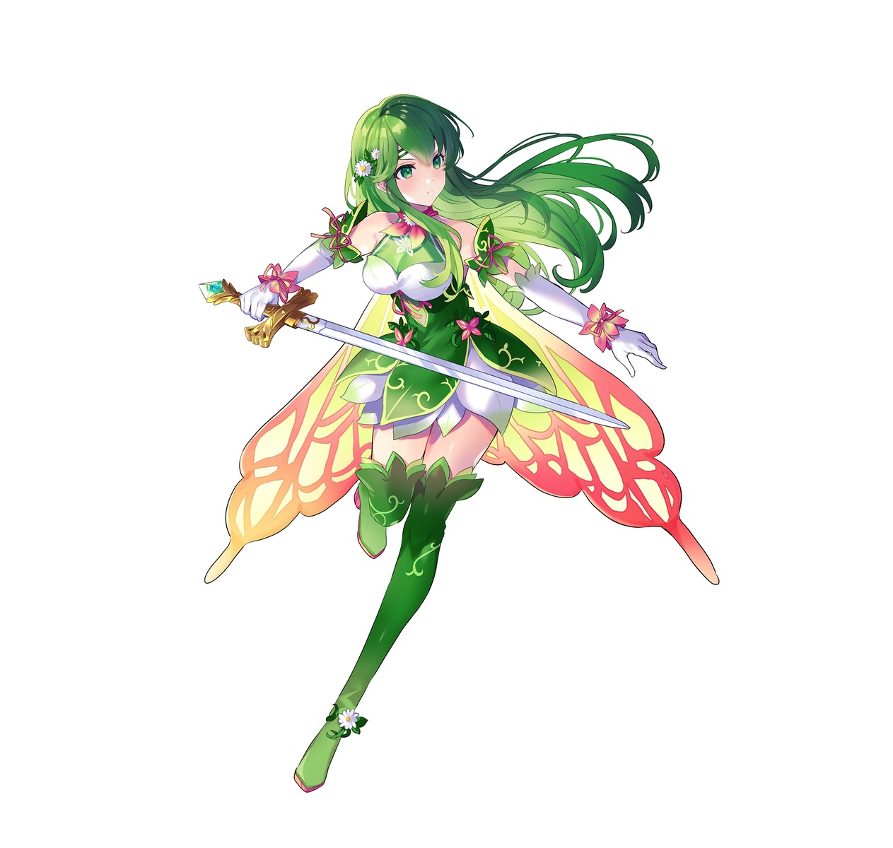 fairy fire_emblem fire_emblem:_shin_ankoku_ryuu_to_hikari_no_ken nintendo paora saine sword thighhighs wings