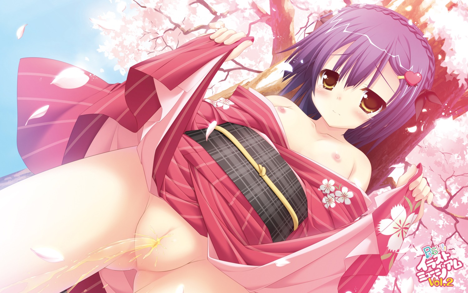 chikotam kimono koi_imo_sweet_days loli nipples nopan open_shirt parasol pee pussy uncensored wallpaper yachiho_akane