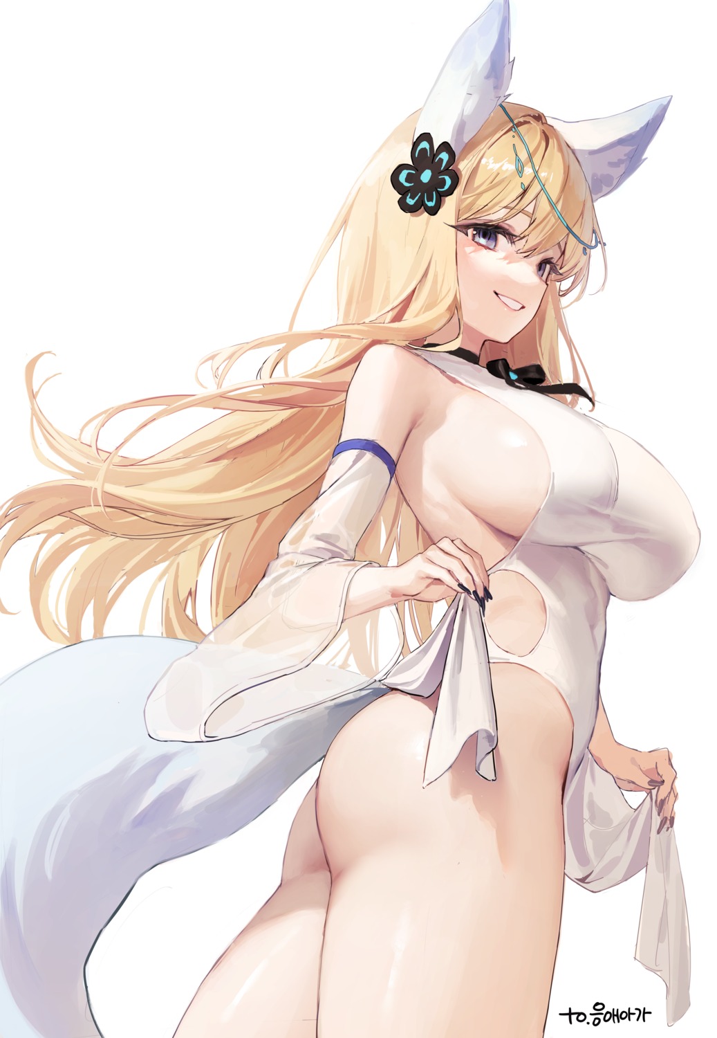 animal_ears ass eungae no_bra pepperdevil skirt_lift