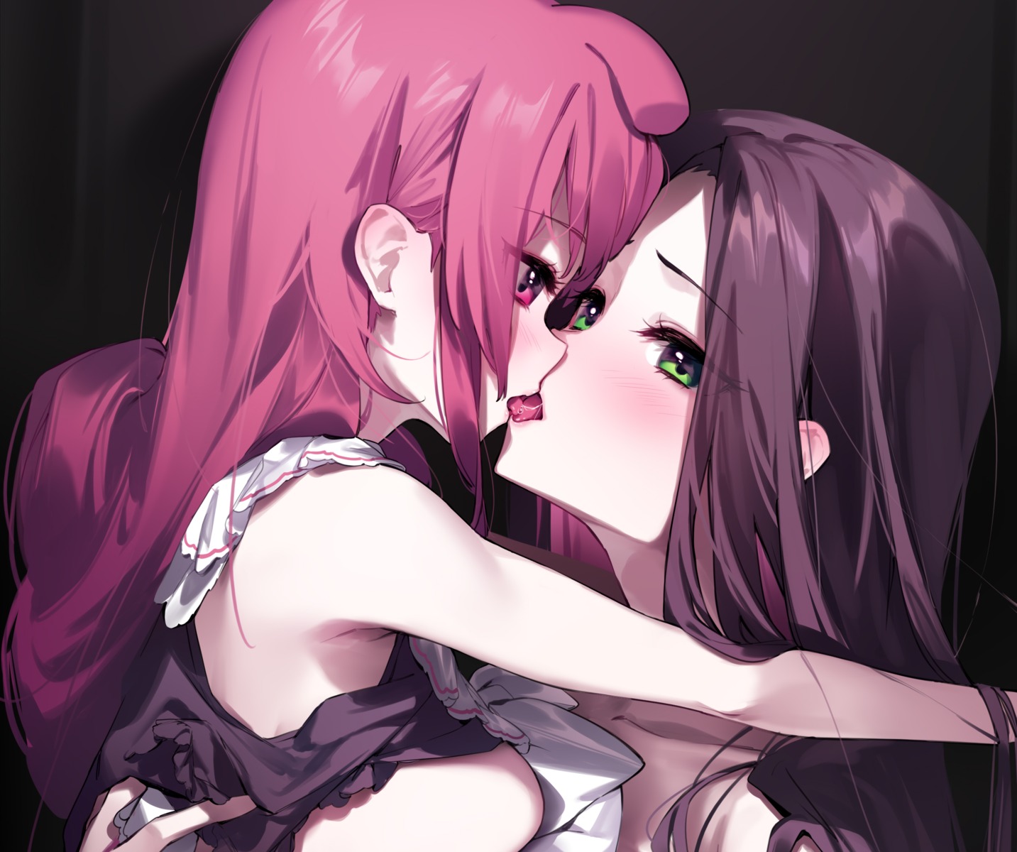 ako_ko breasts no_bra pity shirt_lift yaguo yuri