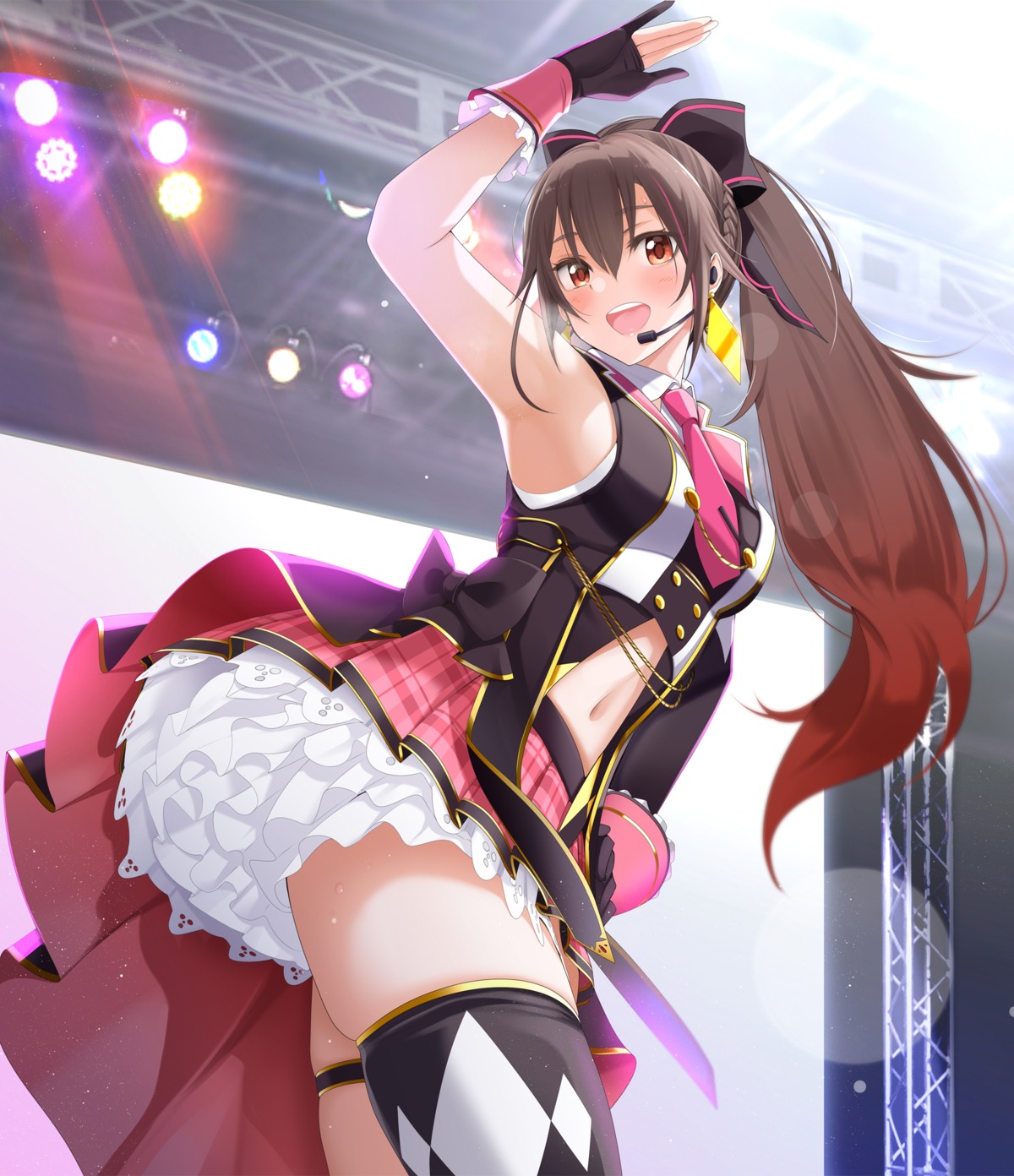 .live fed garter idol-bu skirt_lift thighhighs yaezawa_natori