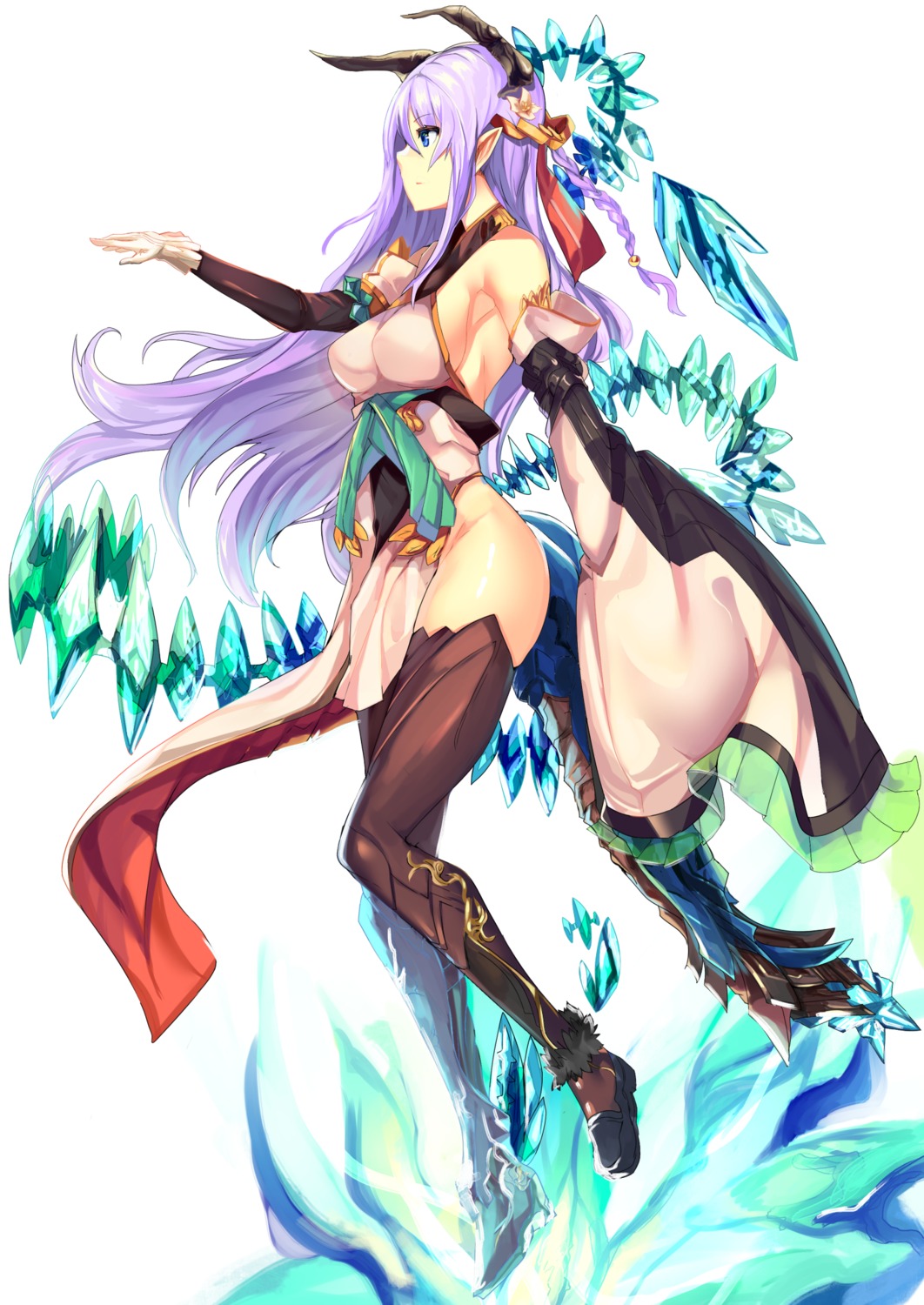 haik horns leotard no_bra nopan pointy_ears tail thighhighs