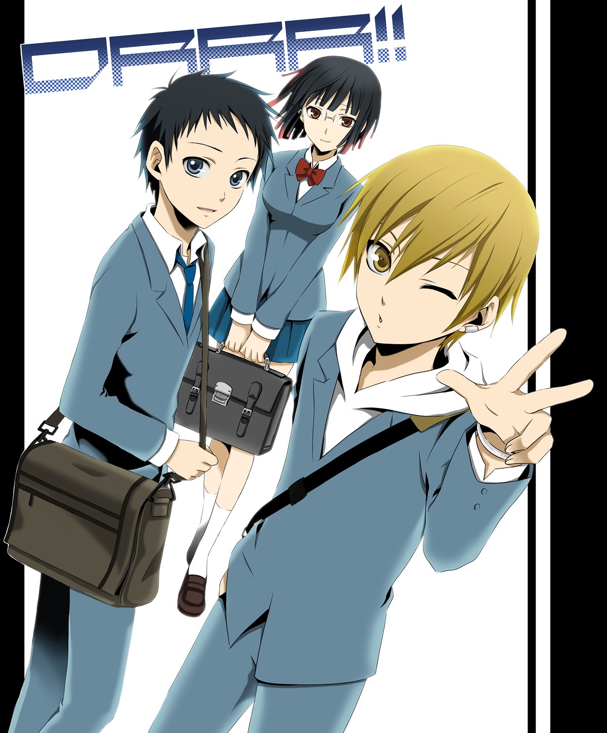 durarara!! kida_masaomi megane ryuugamine_mikado seifuku sonohara_anri wool