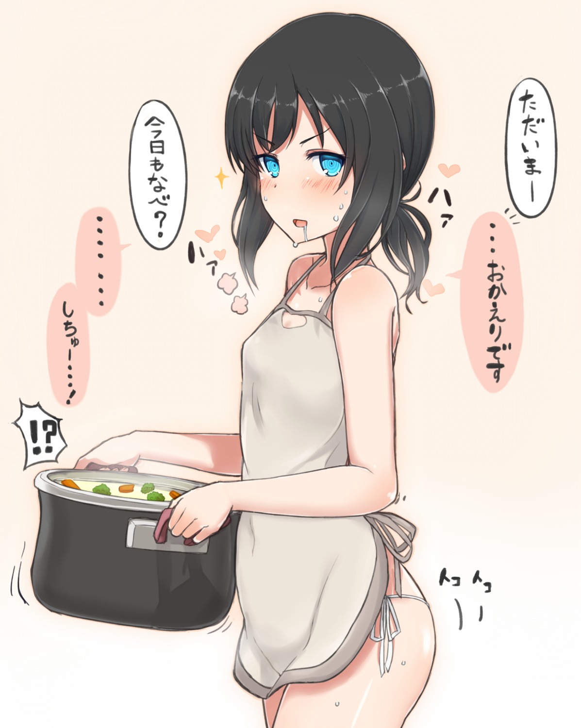 naked_apron nonono_(basasi21) pantsu string_panties