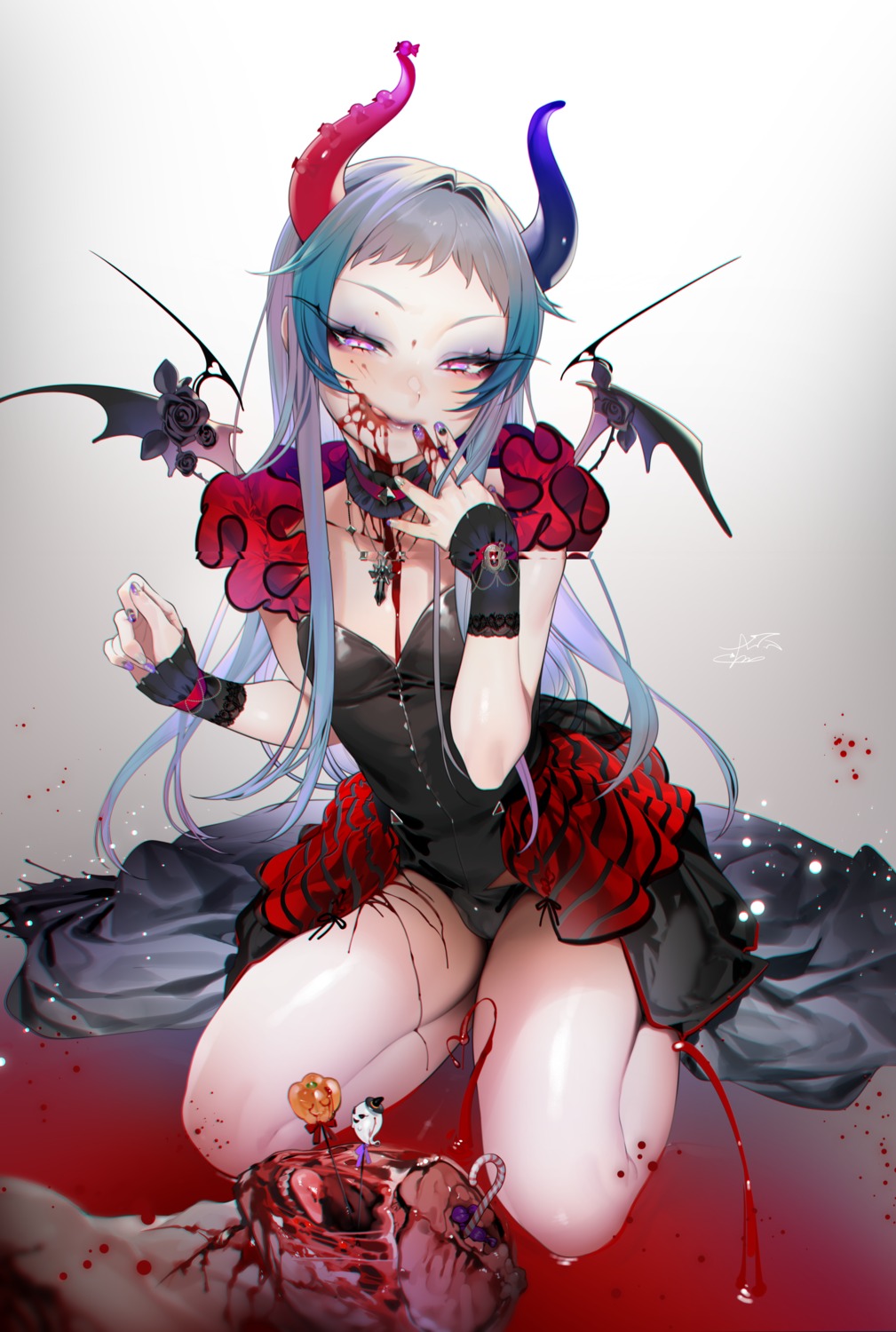 blood guro halloween horns ohisashiburi pantsu wings