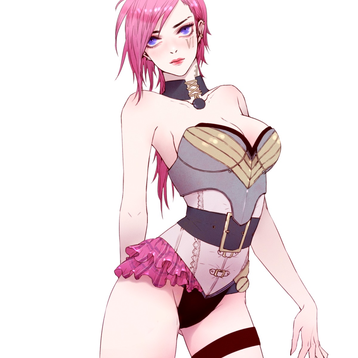 cleavage garter heather37 league_of_legends tattoo vi_(league_of_legends)