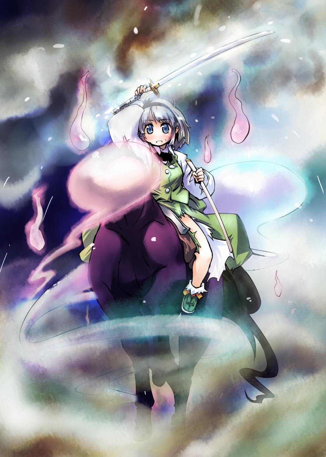 konpaku_youmu nanaroku sword torn_clothes touhou