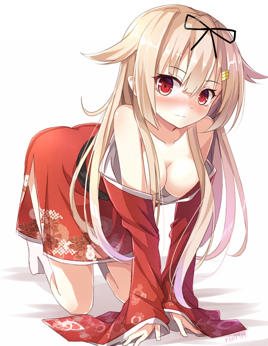 breasts kantai_collection kimono no_bra open_shirt rin_yuu yuudachi_(kancolle)