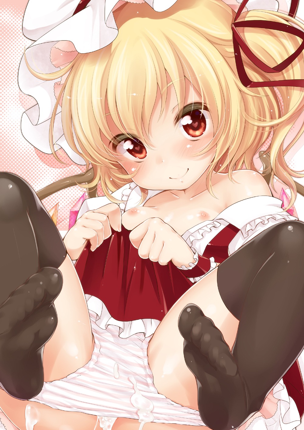 cum feet flandre_scarlet loli nipples pantsu panty_pull shimapan thighhighs touhou yukiu_con