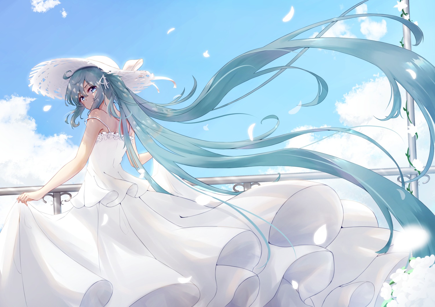 hatsune_miku ningjuice skirt_lift vocaloid