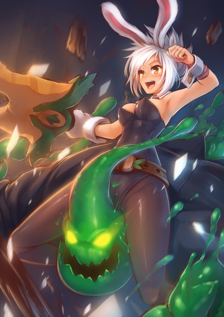 animal_ears bunny_ears bunny_girl kerasu league_of_legends pantyhose riven_(league_of_legends) zac_(league_of_legends)