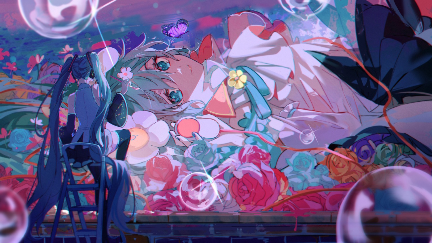 hatsune_miku headphones kanose magical_mirai thighhighs vocaloid