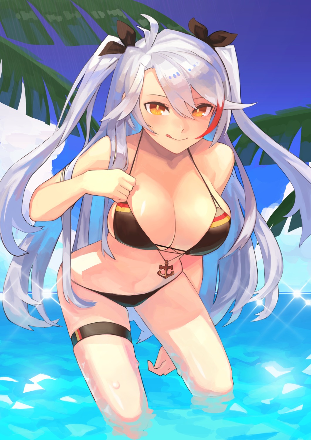 ao_(1234painter) azur_lane bikini garter prinz_eugen_(azur_lane) swimsuits wet