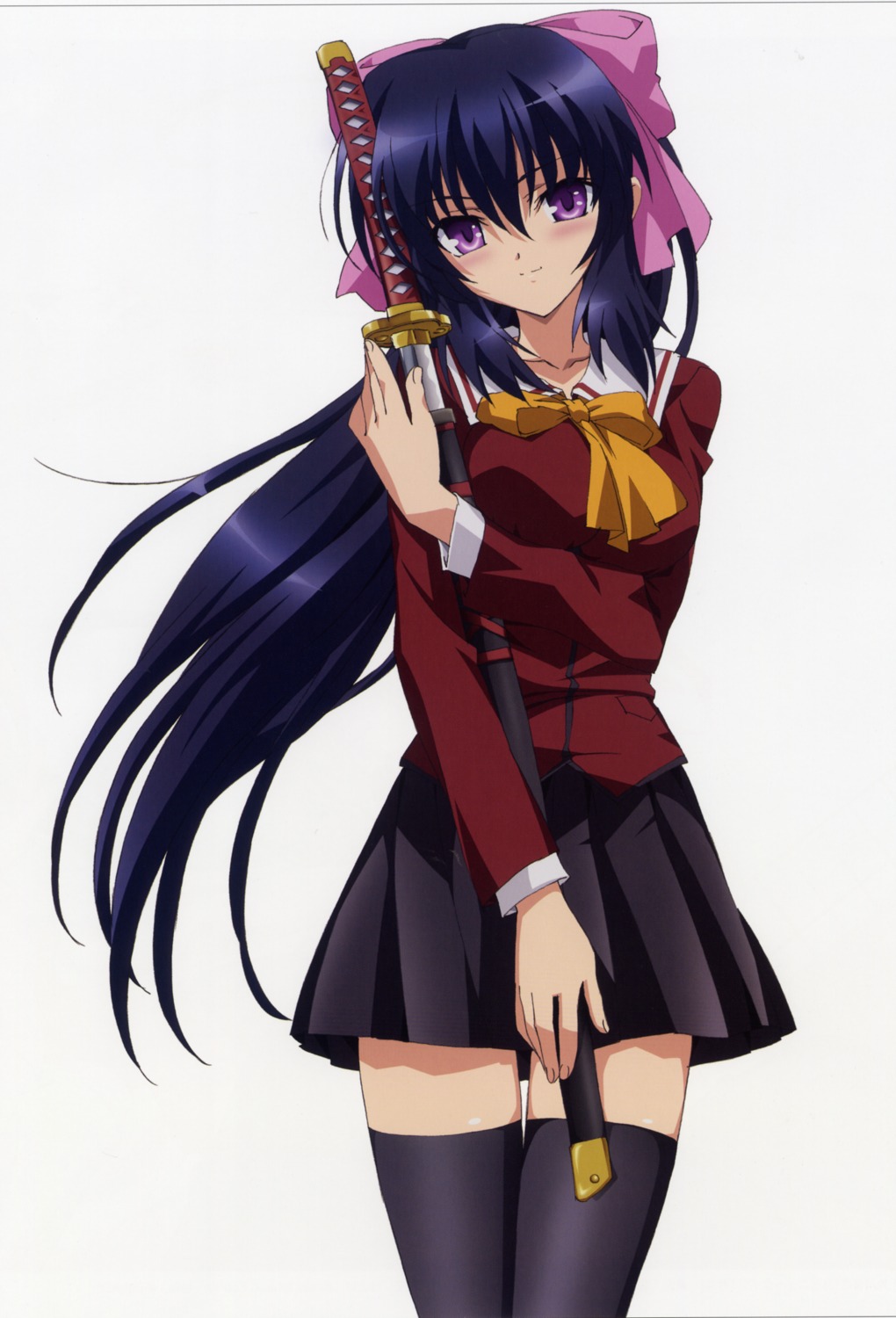 himari omamori_himari seifuku sword thighhighs