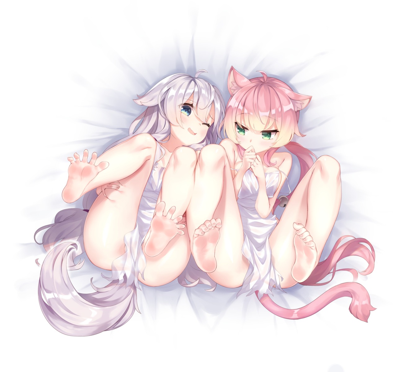 animal_ears breast_hold deany dress feet no_bra nopan see_through soul_worker stella_unibell tail