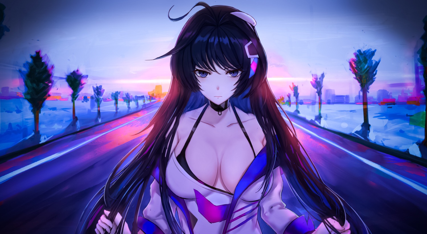 benghuai_xueyuan bra honkai_impact open_shirt raiden_mei yinyu_(nico)