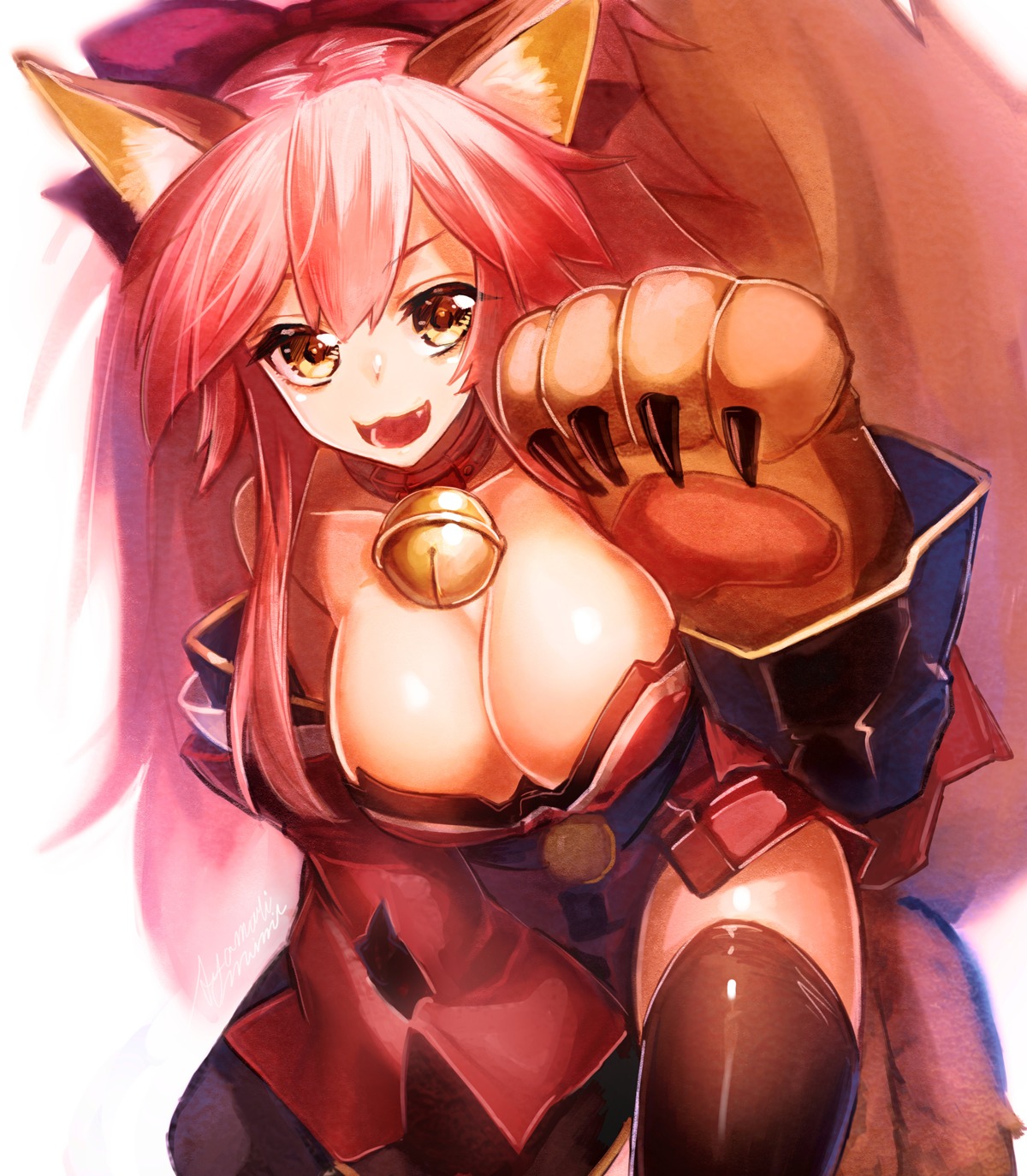 animal_ears ayamori_mimi cleavage fate/grand_order kitsune tail tamamo_cat thighhighs