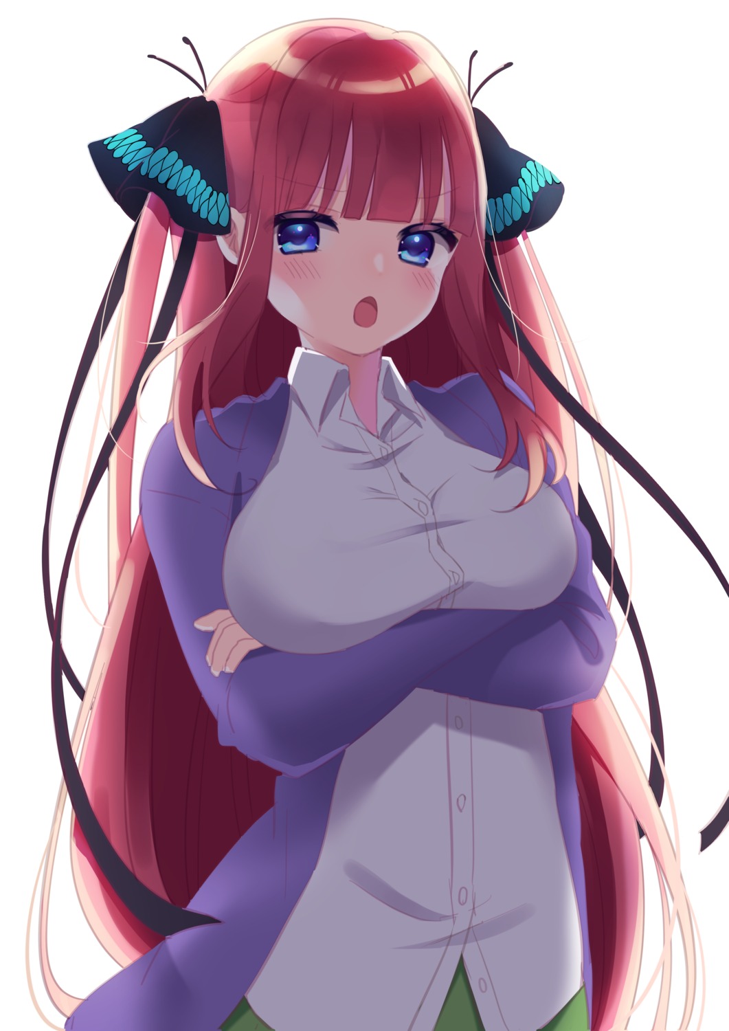 5-toubun_no_hanayome breast_hold kaho_(artist) nakano_nino seifuku sweater