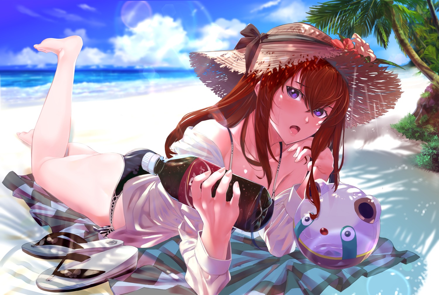 ass bikini gotthelife makise_kurisu open_shirt see_through steins;gate swimsuits