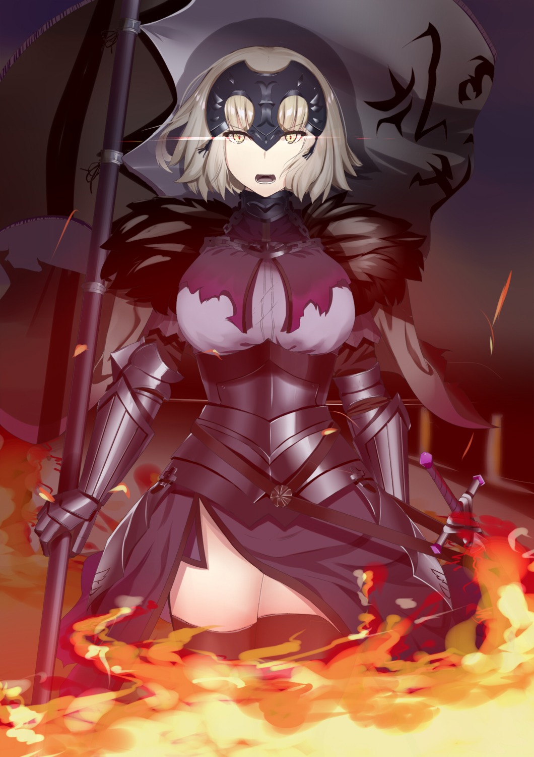 armor fate/grand_order jeanne_d'arc jeanne_d'arc_(alter)_(fate) ninoude_(ninoude44) sword thighhighs