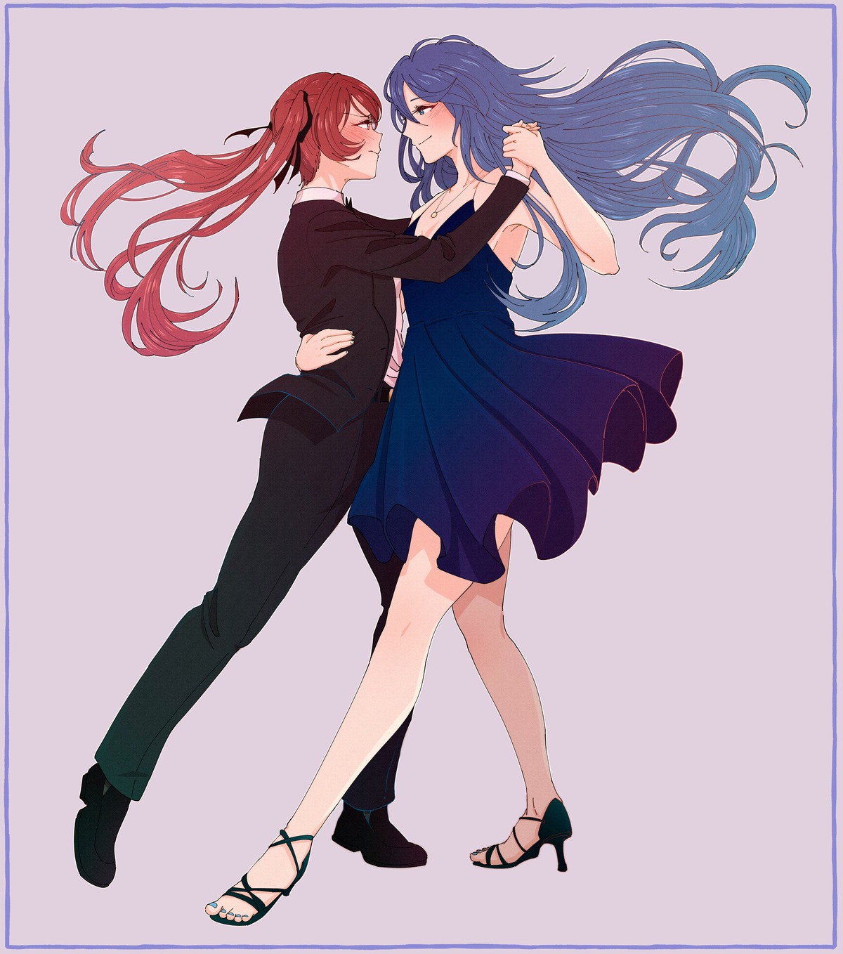 business_suit crossdress dreamsyndd dress fire_emblem fire_emblem_awakening heels lucina_(fire_emblem) no_bra severa_(fire_emblem) yuri