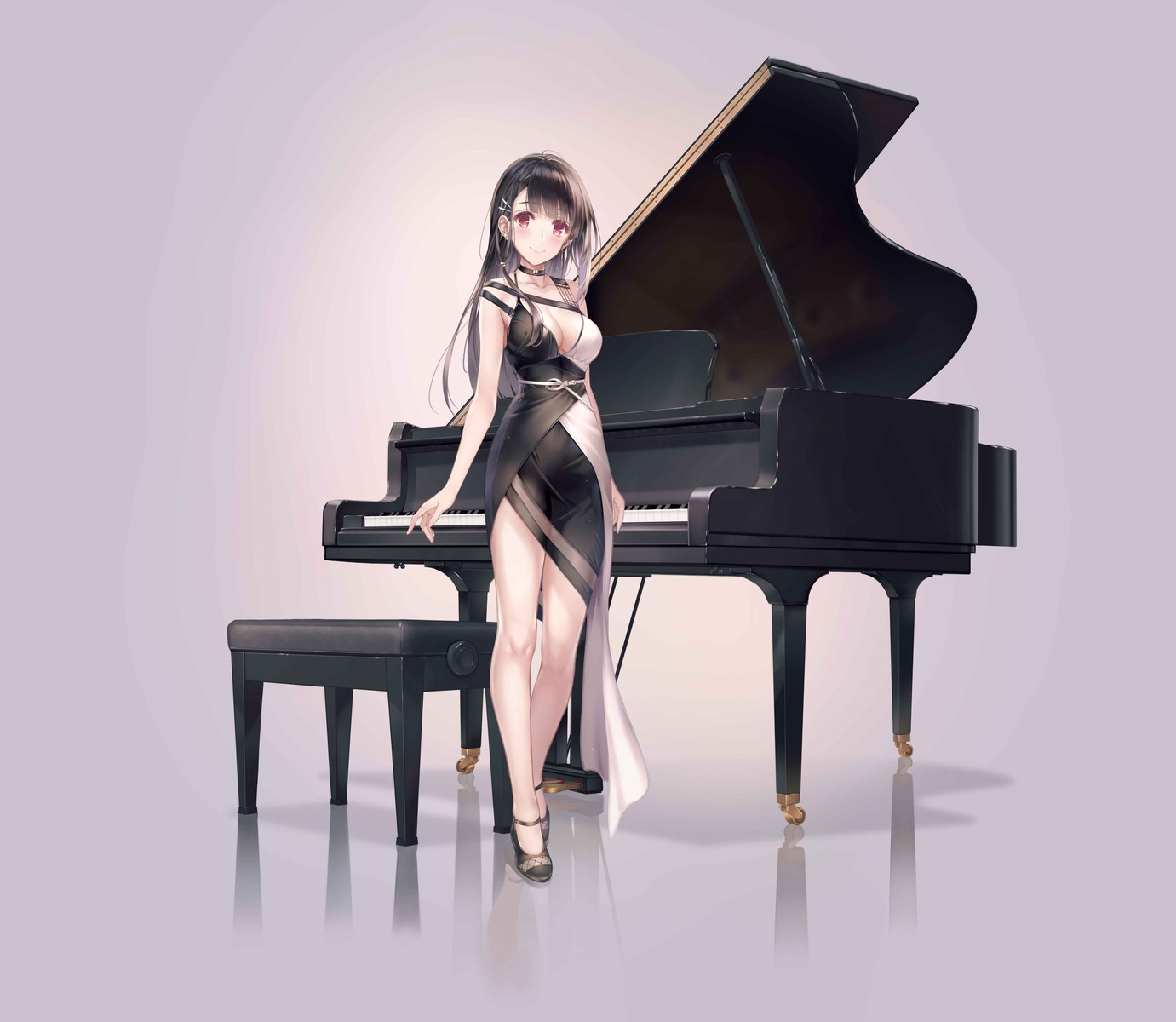 dress misaki_kurehito no_bra pan_piano see_through