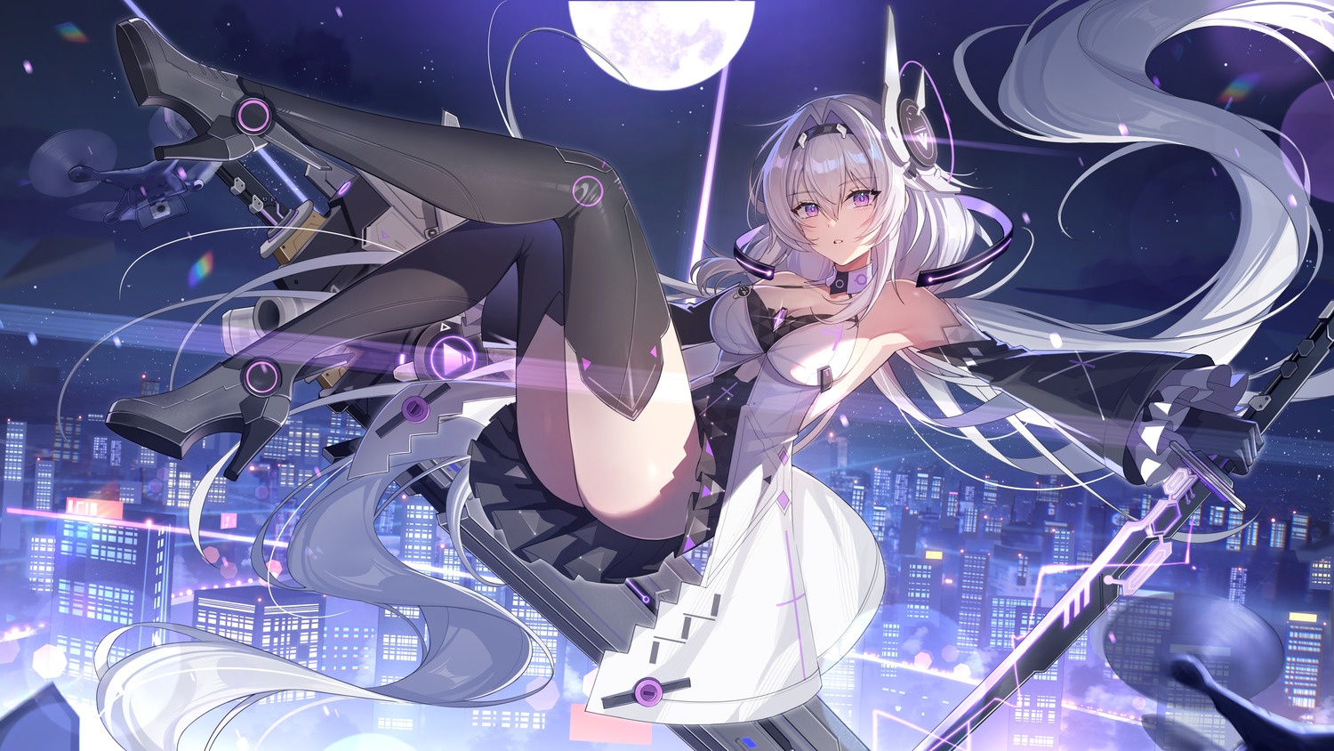 anchor_panic heels no_bra nopan skirt_lift sword thighhighs yolanda