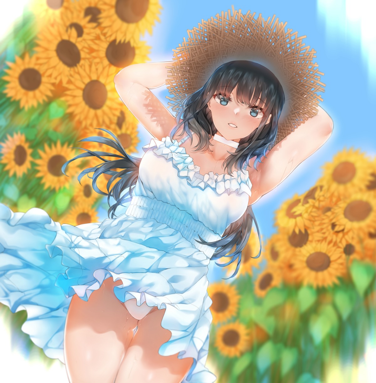 bababababan dress pantsu skirt_lift summer_dress